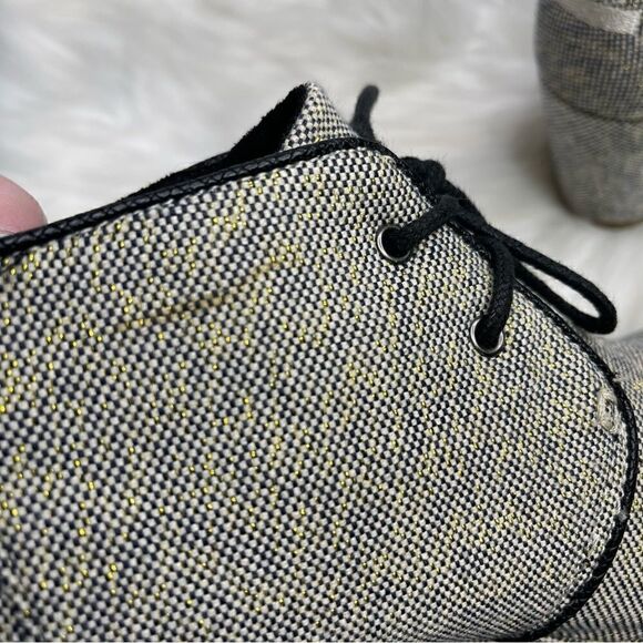 Toms Metallic Linen Desert Wedge Lace Up Ankle Booties 9 - Picture 9 of 9